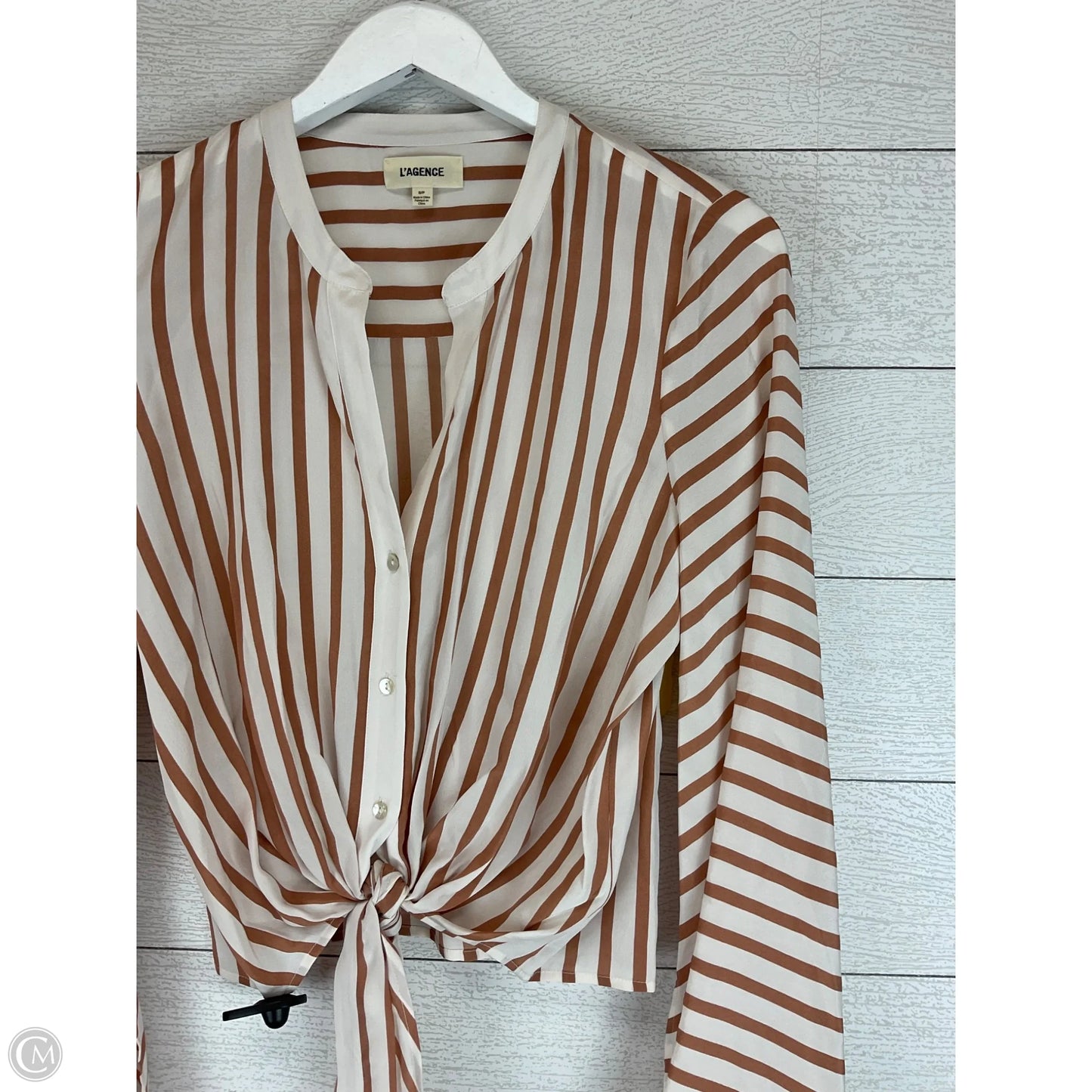 Top Long Sleeve By L Agence In Striped Pattern, Size: S
