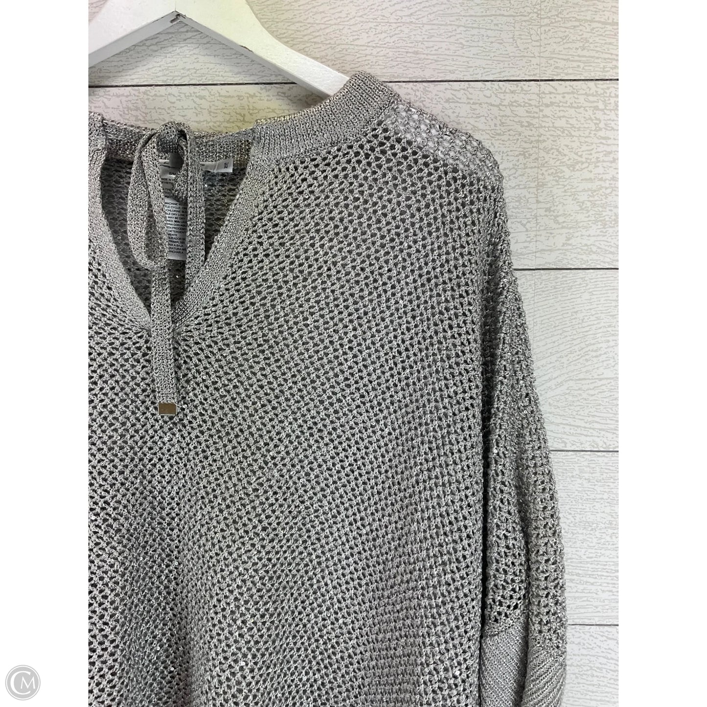 Sweater Short Sleeve By Chicos In Silver, Size: S