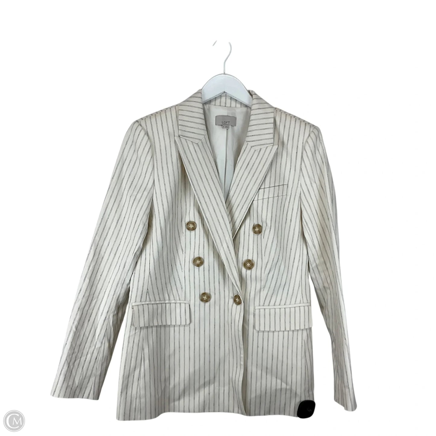 Blazer By Loft In Striped Pattern, Size: 4