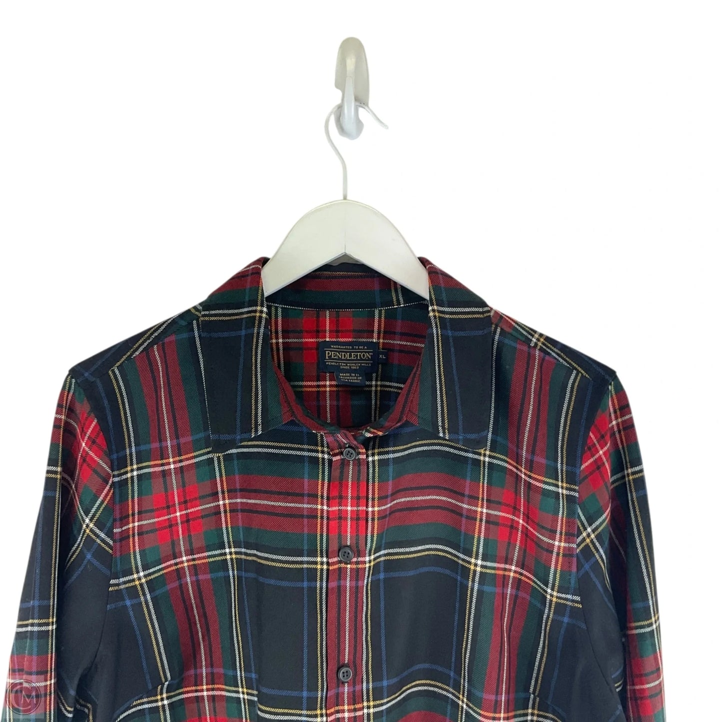 Top Long Sleeve By Pendleton In Plaid Pattern, Size: Xl