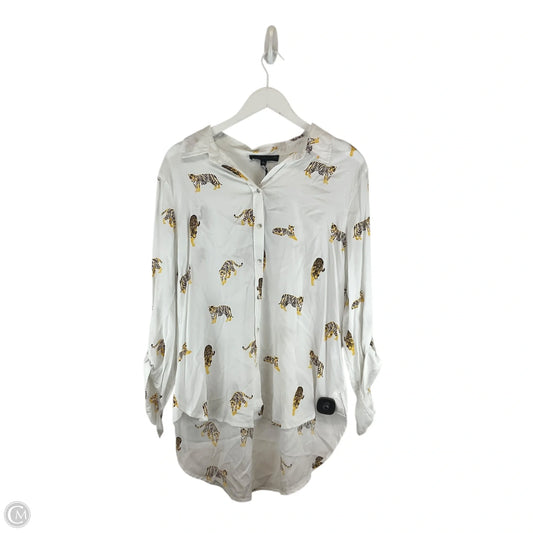 Top Long Sleeve By Jane And Delancey In White & Yellow, Size: L