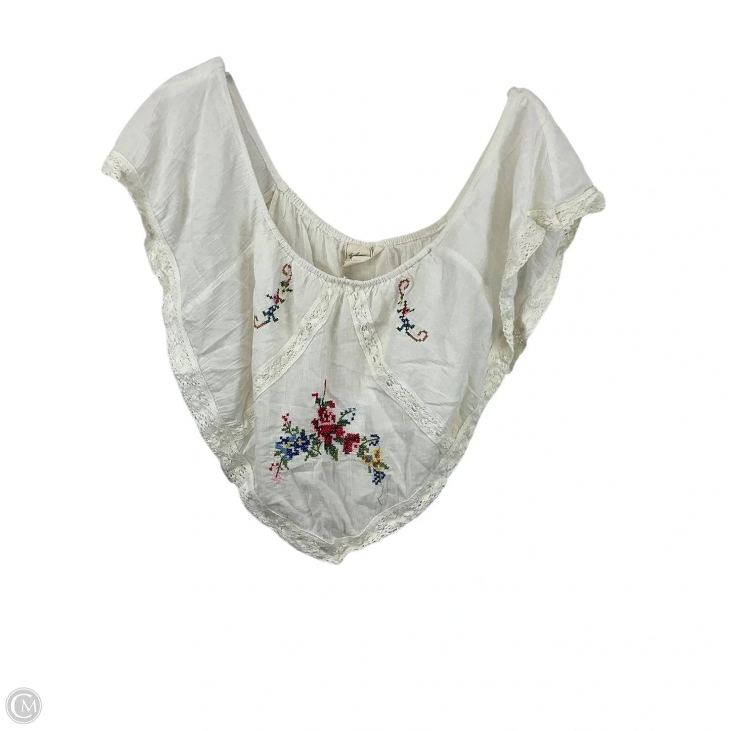 Top Short Sleeve By White Crow In White & Yellow, Size: M