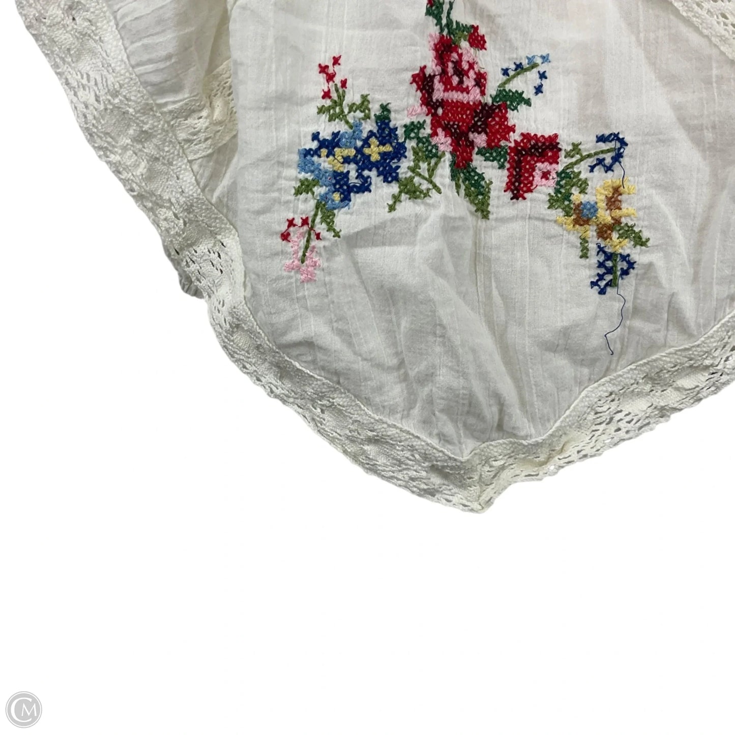 Top Short Sleeve By White Crow In White & Yellow, Size: M