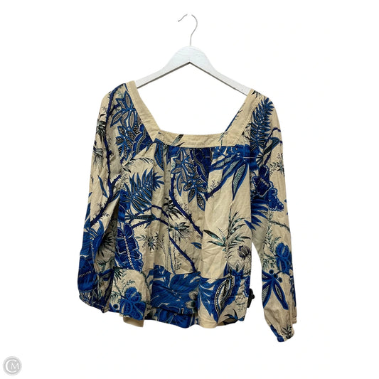 Top Long Sleeve By Elie Tahari In Blue & Tan, Size: M